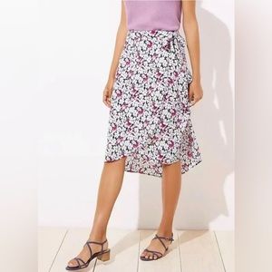LOFT Floral Wrap Midi Skirt